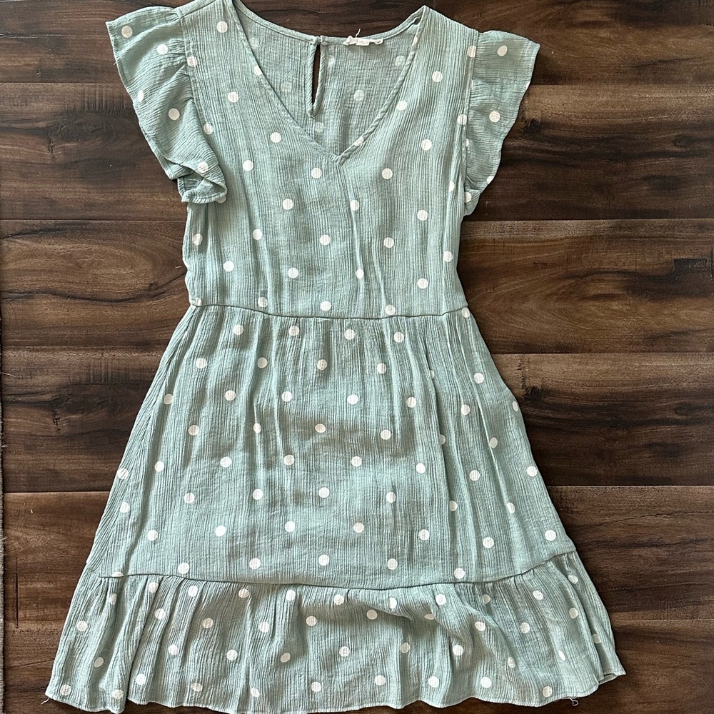 Sage green polka dot dress